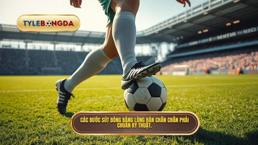Các bước sút bóng bằng lòng bàn chân chân phải chuẩn kỹ thuật.